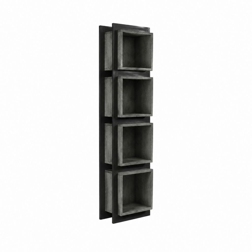 Étagère murale à 4 niches gris anthracite et noir en panneaux MDF rectangulaire 120 x 30 x 25 cm