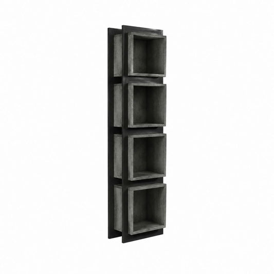 Étagère murale à 4 niches gris anthracite et noir en panneaux MDF rectangulaire 120 x 30 x 25 cm