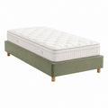 Lit coffre 1 place vert en polyester avec sommier et matelas 90 x 190 cm