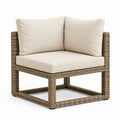 Fauteuil d'angle de jardin taupe en résine tressée PE avec coussins beige 80 x 80 x 75 cm