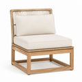 Fauteuil de jardin en teck massif et corde en polypropylène beige avec coussins 78 x 82 x 78 cm