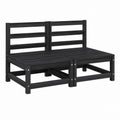 Canapé de jardin 2 places noir en pin massif 110 x 66 x 65 cm
