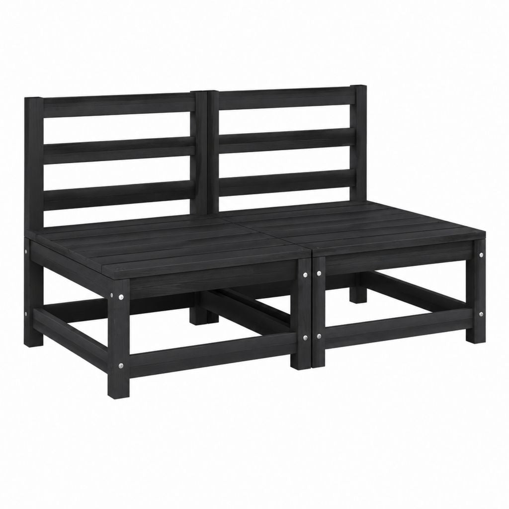 Canapé de jardin 2 places noir en pin massif 110 x 66 x 65 cm