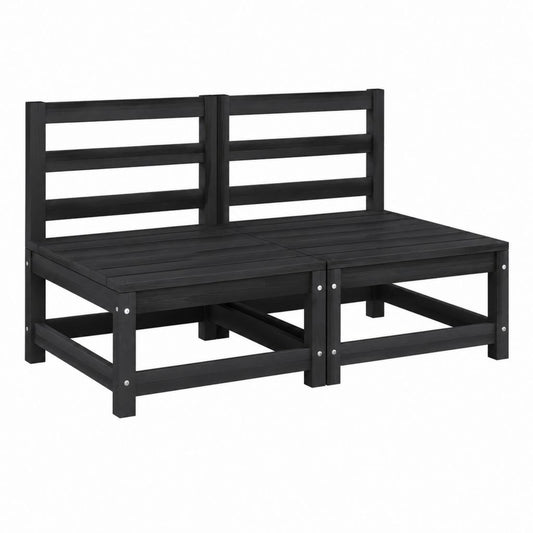 Canapé de jardin 2 places noir en pin massif 110 x 66 x 65 cm