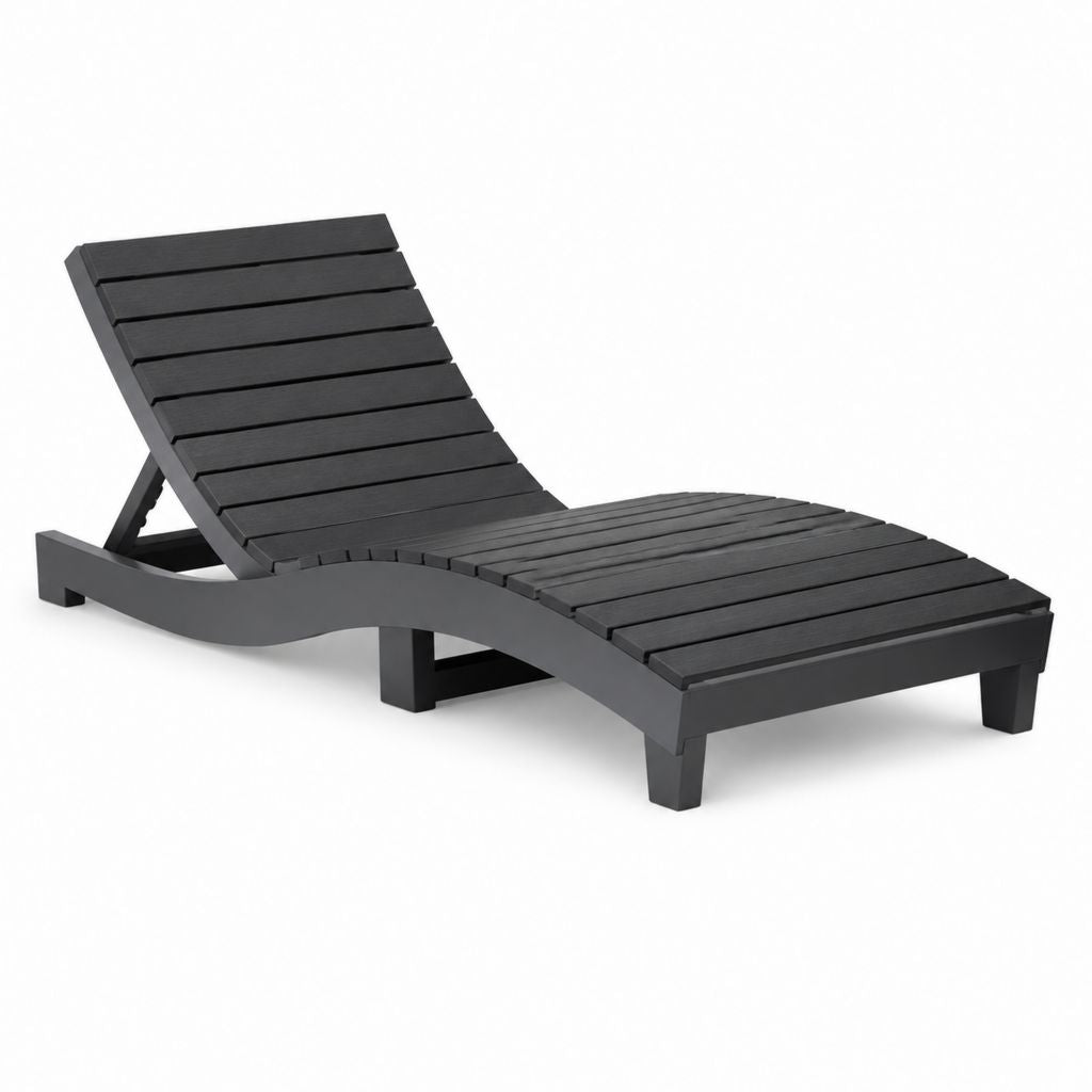 Bain de soleil réglable noir en polypropylène 190 x 72 x 36 cm
